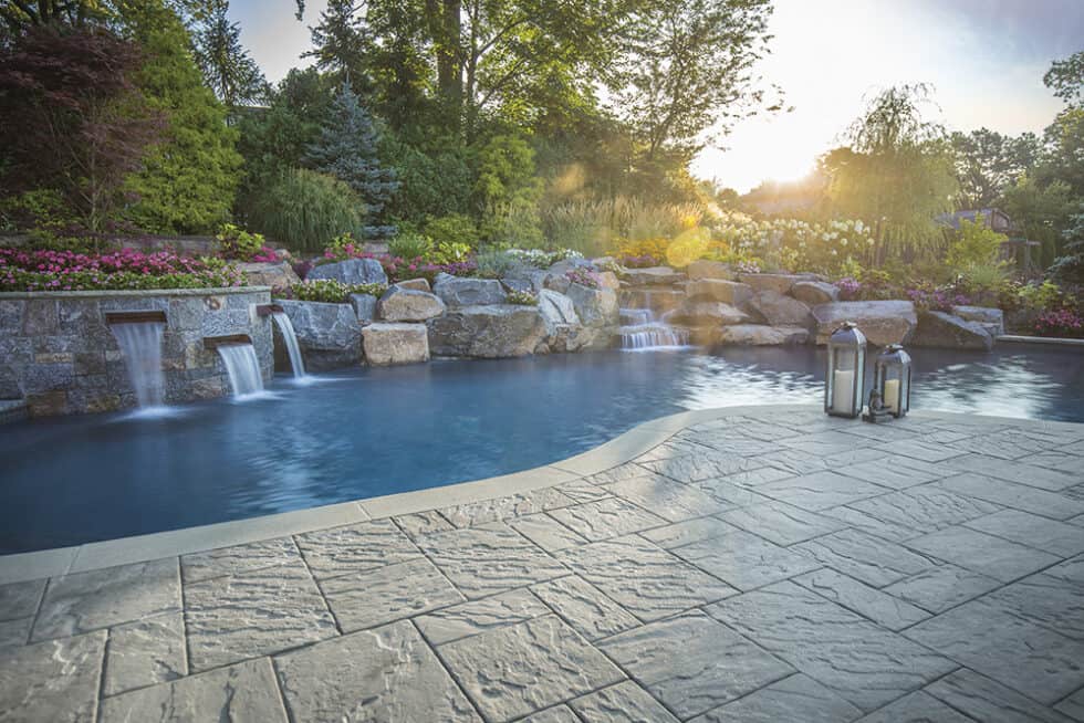 Pool installation process in backyard of home in Little River, SC